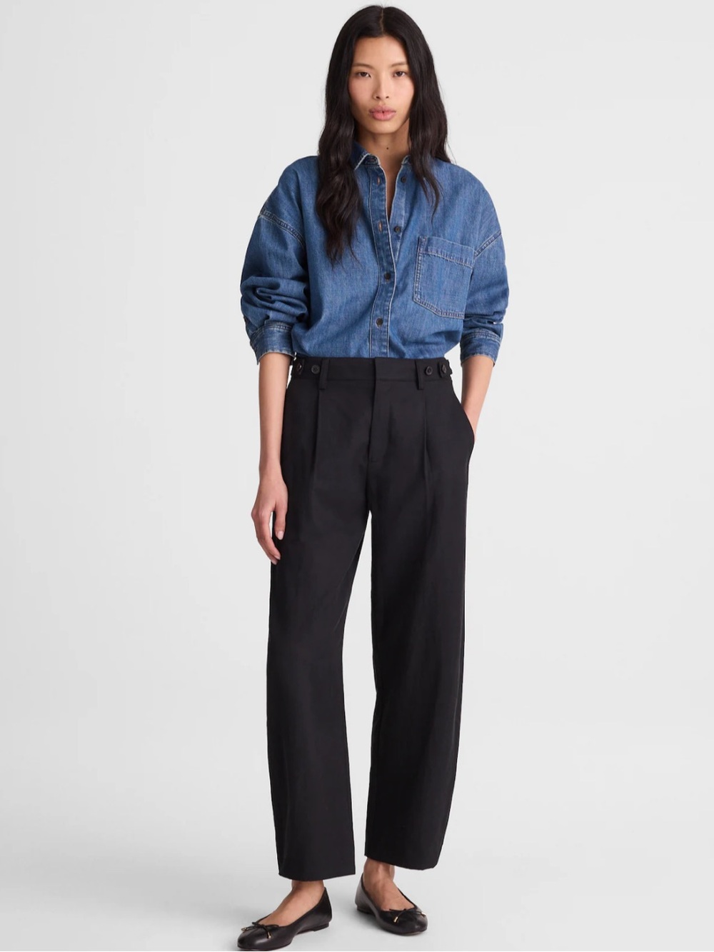 Madewell NWT The Barrel-Leg Pant in Drapey Twill Black Size 4